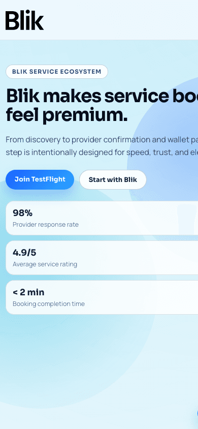 theblik.ca on mobile — stacked stats and dual CTAs.