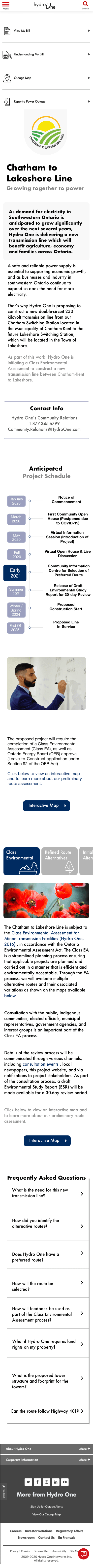 Hydro One mobile phone page preview.