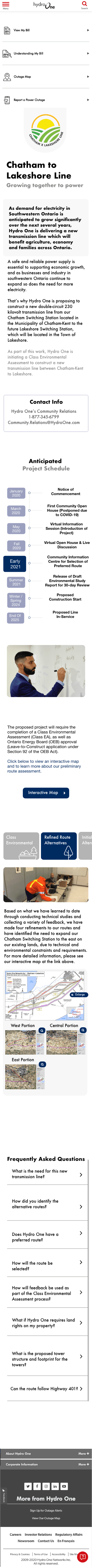 Hydro One alternate mobile phone page preview.