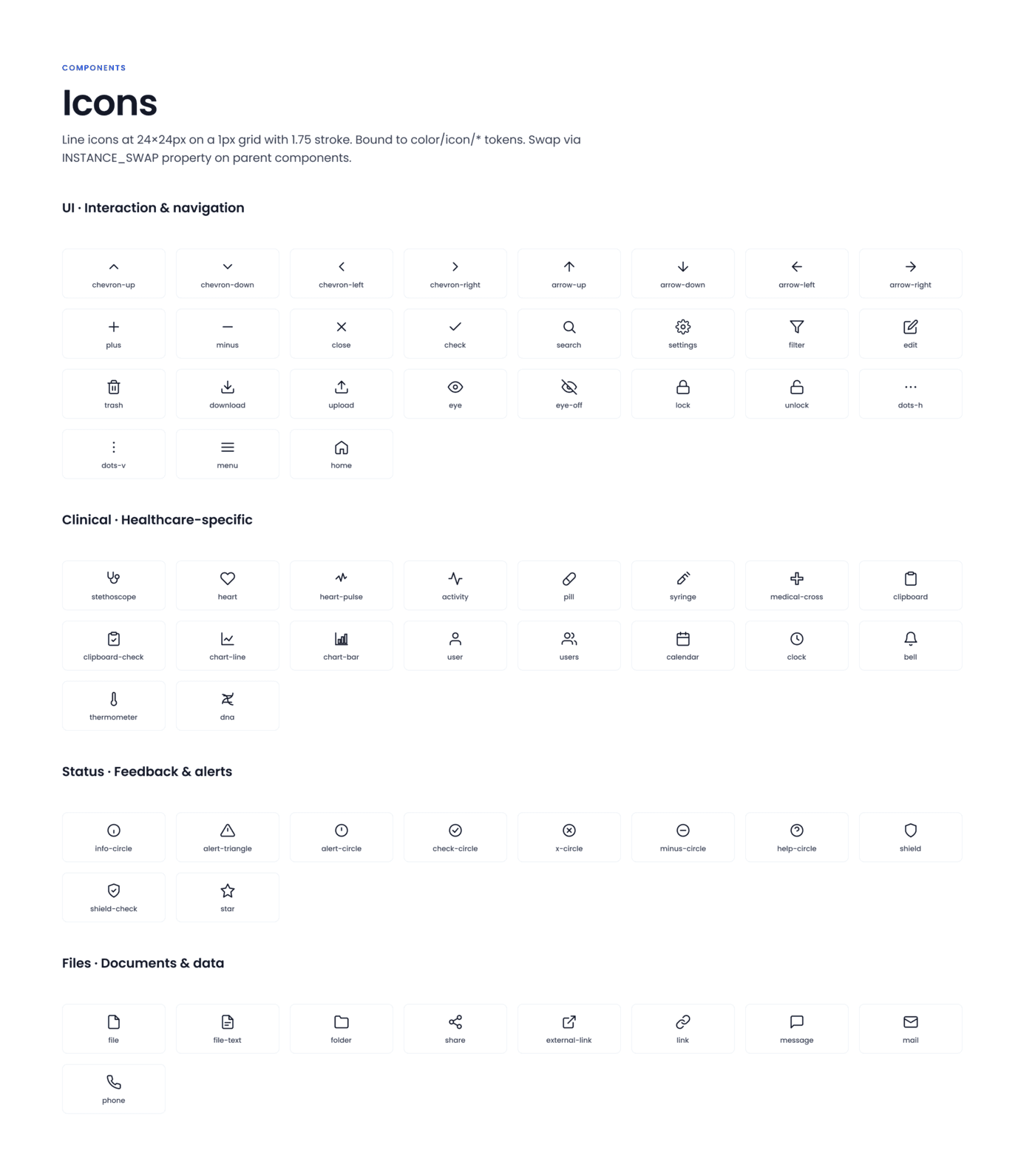 OutcomeMD design system — Icon Library