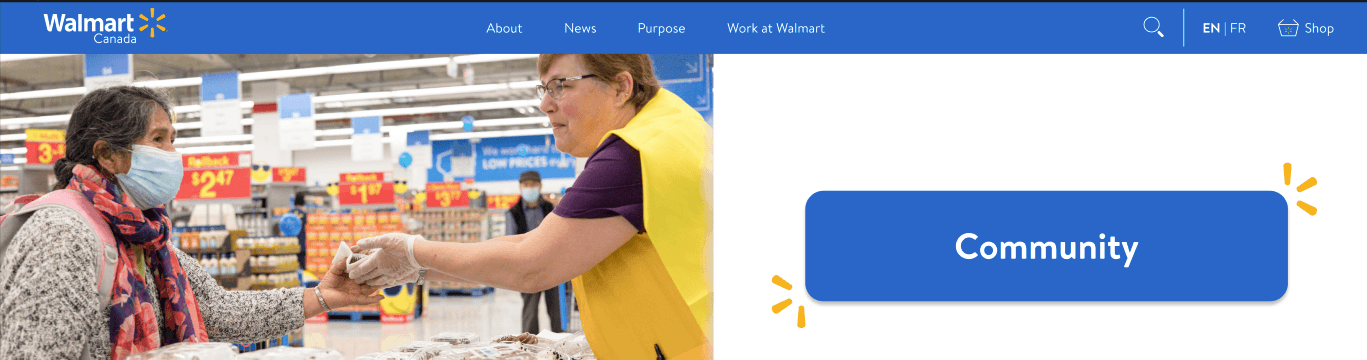 Walmart footer system and social link structure.