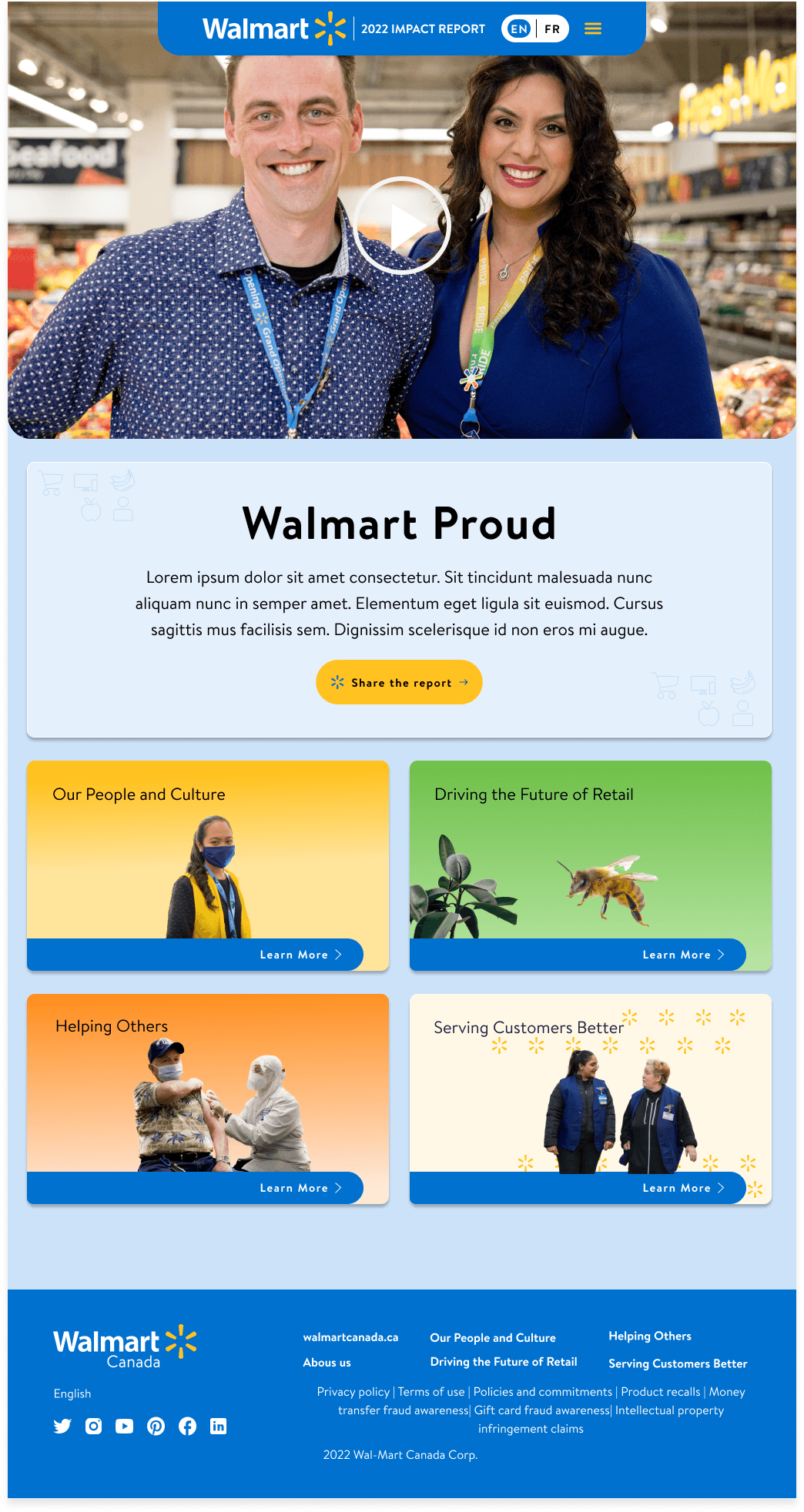 Walmart responsive page section with branded retail content.