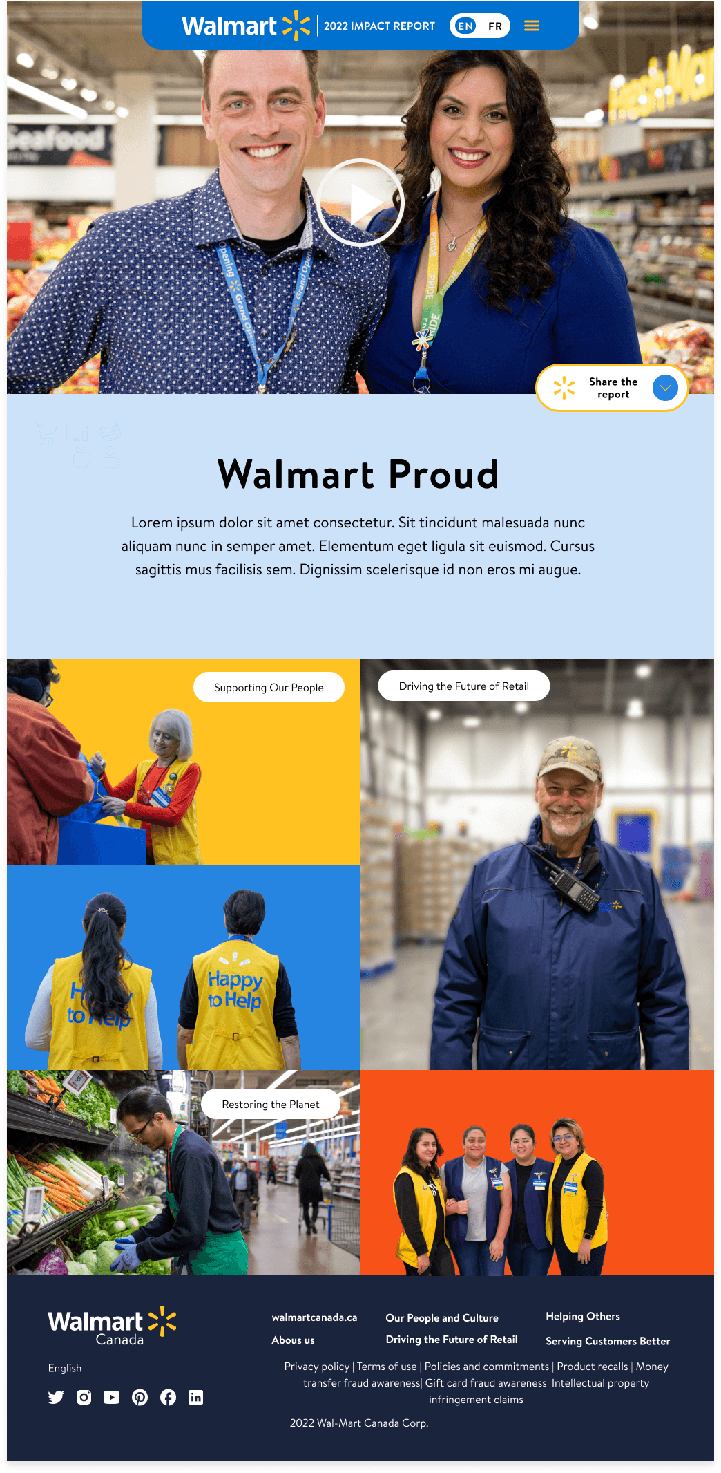 Walmart mobile home page design.