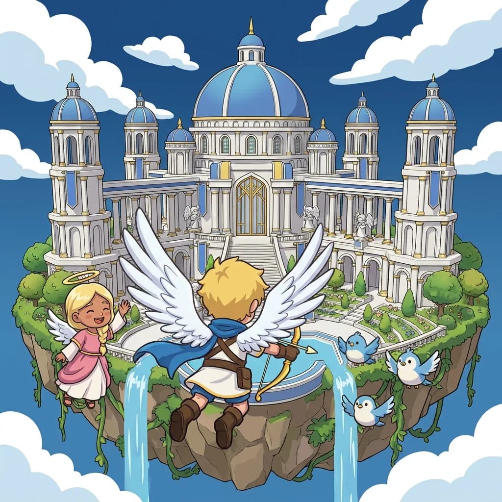 Approved target look of the flight: Seraph flying to the palace